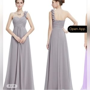 Ever Pretty Gray One-Shoulder Gown